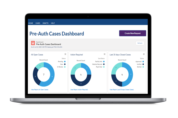 Cognita preauthorization portal on laptop computer.