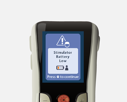 stimulator battery low message.