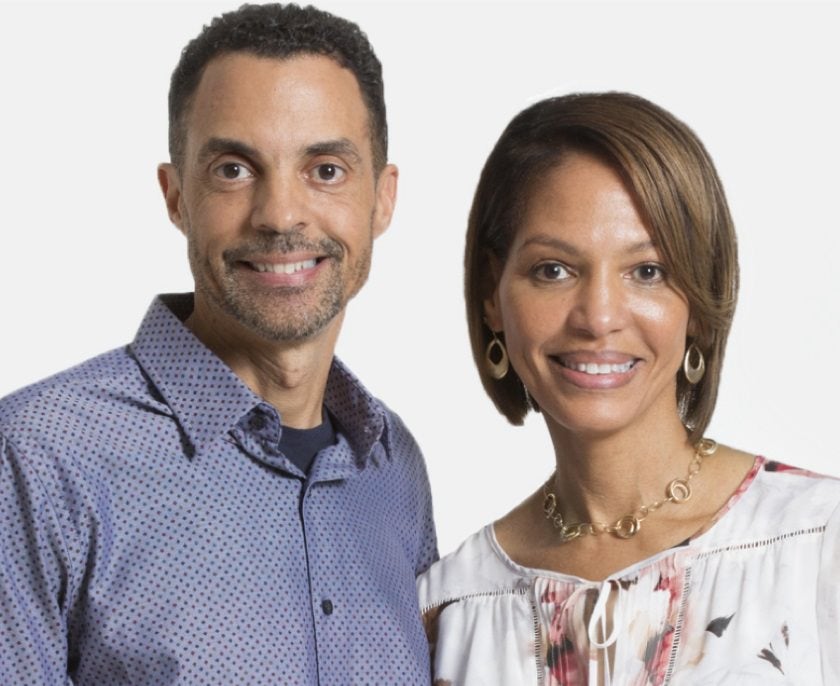 Happy couple smiling and embracing