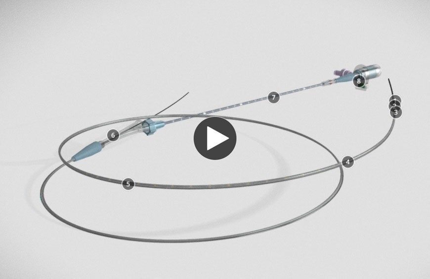 Opticross 35 product on grey background with playbutton.