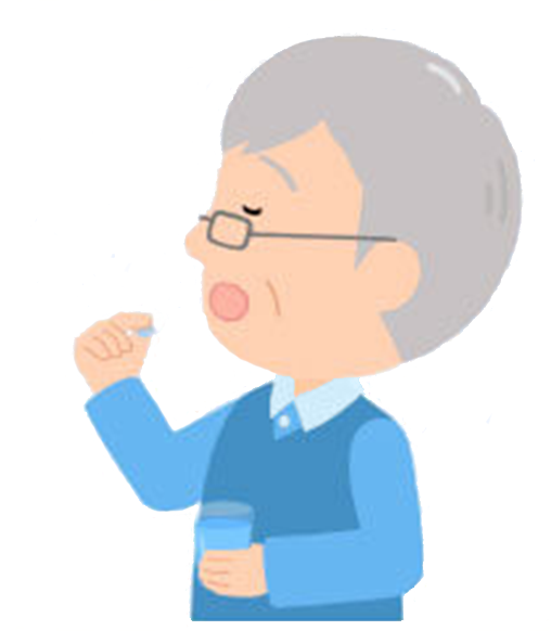 薬を服用する男性