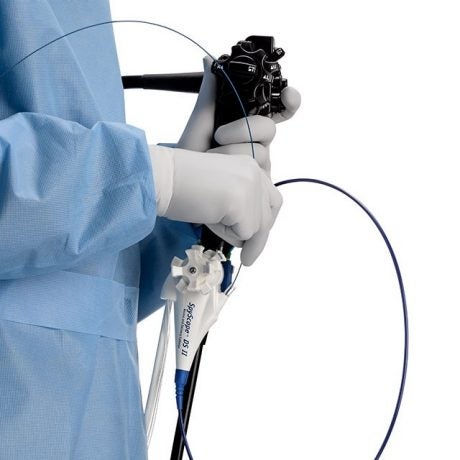 SpyGlass DS II Direct Visualization System in hands of physician.