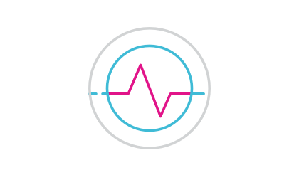 Infographic of HeartLogic's Heart Rate Sensor; a circular line design with a beat line through it