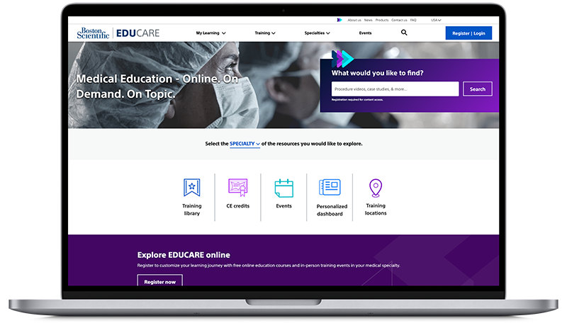 Laptop screen showing Educare homepage