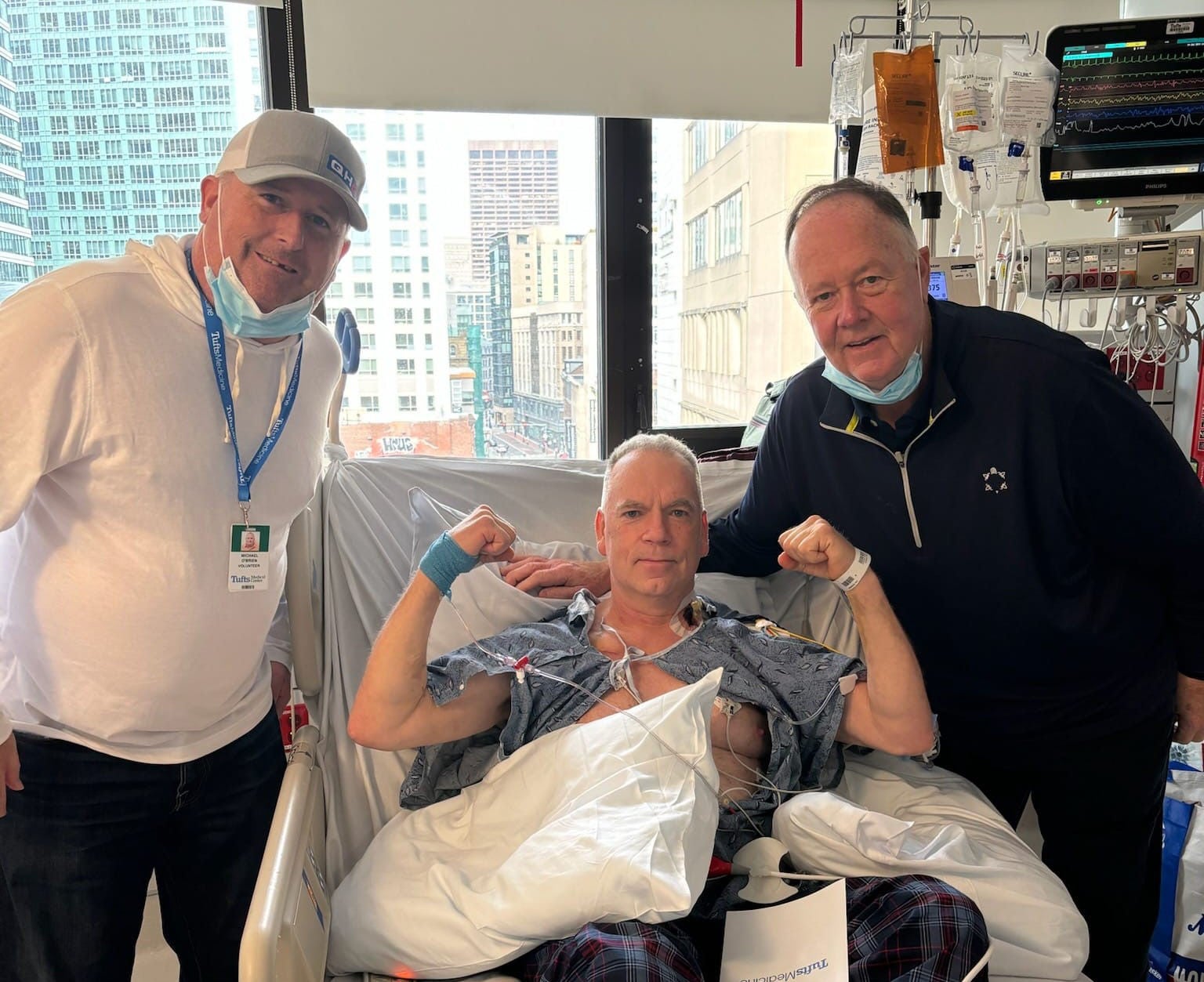 Patient with friends.