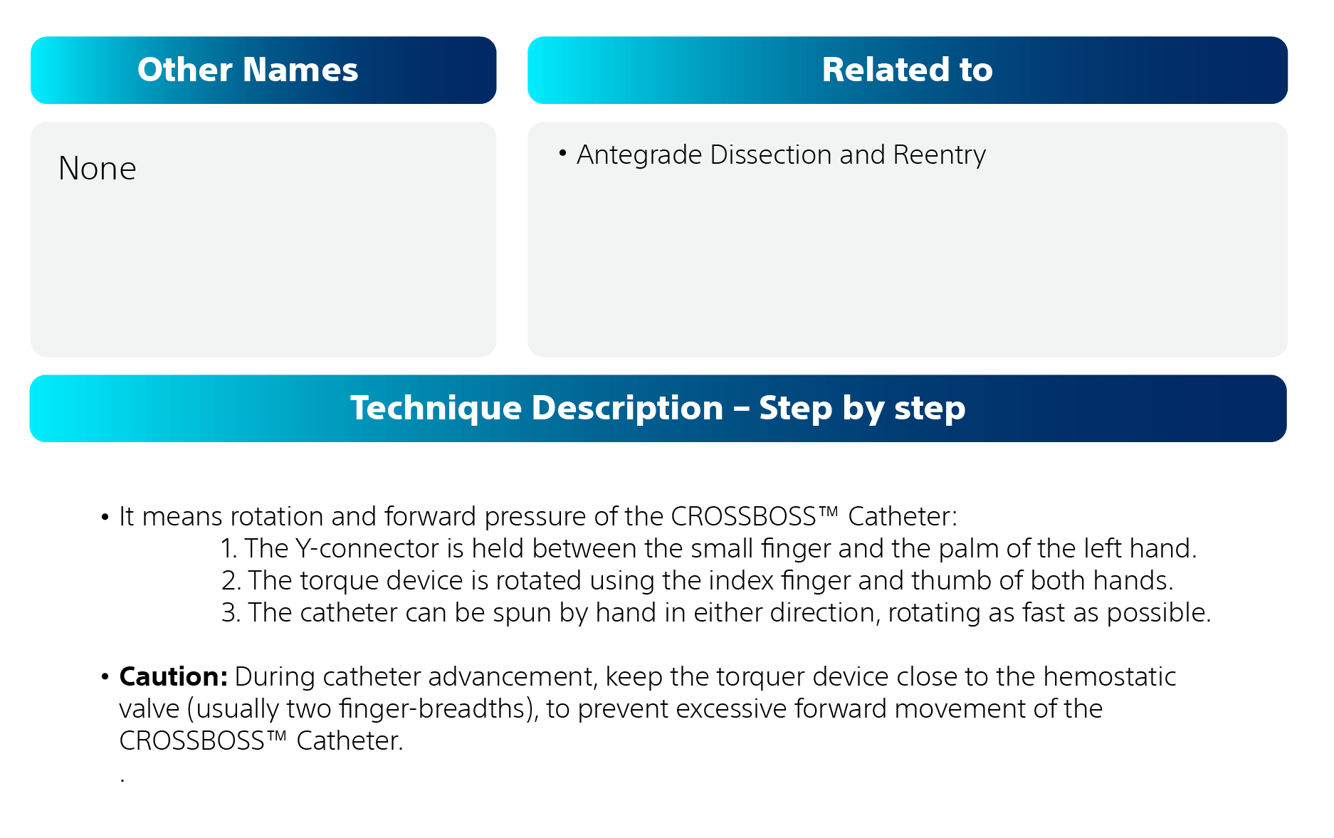 Fast-Spin CROSSBOSSTM Catheter Technique