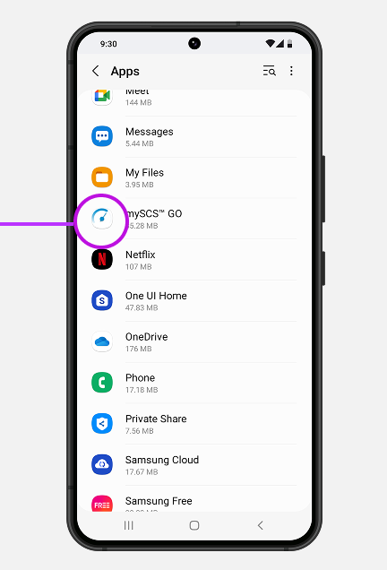 In Apps, tap mySCS GO.