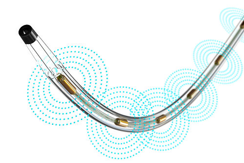 The EKOS ultrasonic core within the infusion catheter
