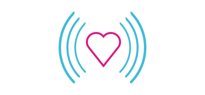 Infographic of a heart with sensor lines on the sides of it