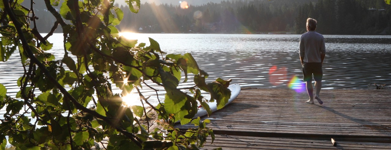 Person standing on a dock