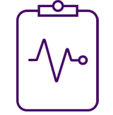 Icon of a heart rate inside a clip board
