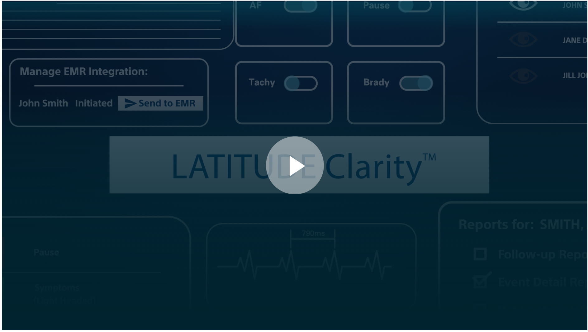 Video image with "Putting data to work for you. See how the LATITUDE Clarity System helps you see the bigger picture when it matters, streamline your workflow and enhance patient care."
