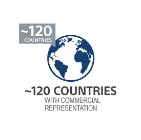 icon with 120+ countries with commercial representation