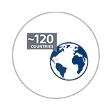 icon 120 COUNTRIES WITH COMMERCIAL REPRESENTATION