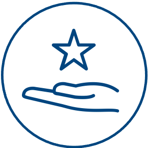 Icon of  hand holding a star