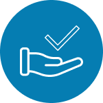 Icon of checkmark above hand