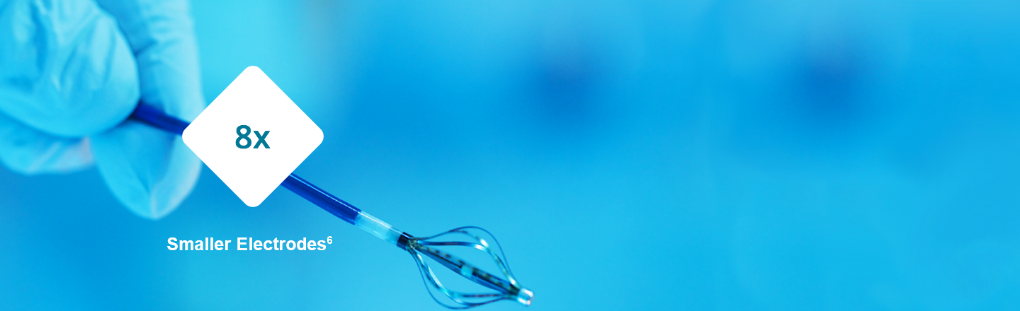The INTELLAMAP ORION high-resolution mapping catheter has eight times smaller electrodes.3