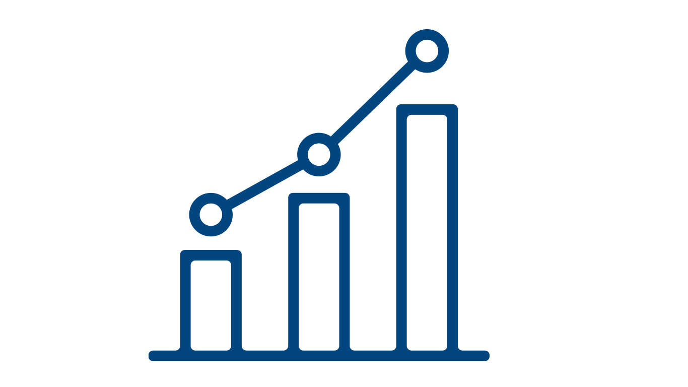 Icon of a bar chart showing an upward trend.