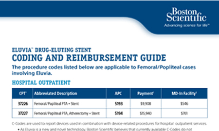 Partial view of the Eluvia Drug-Eluting Vascular Stent Coding and Reimbursement guide