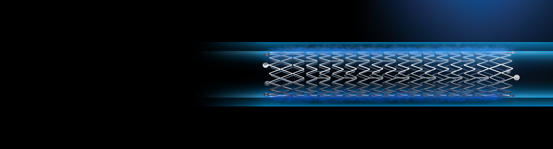 Visualization of Eluvia Drug-Eluting Stent, from side close-up.