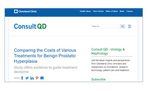 BPH treatment cost analysis from Cleveland Clinic