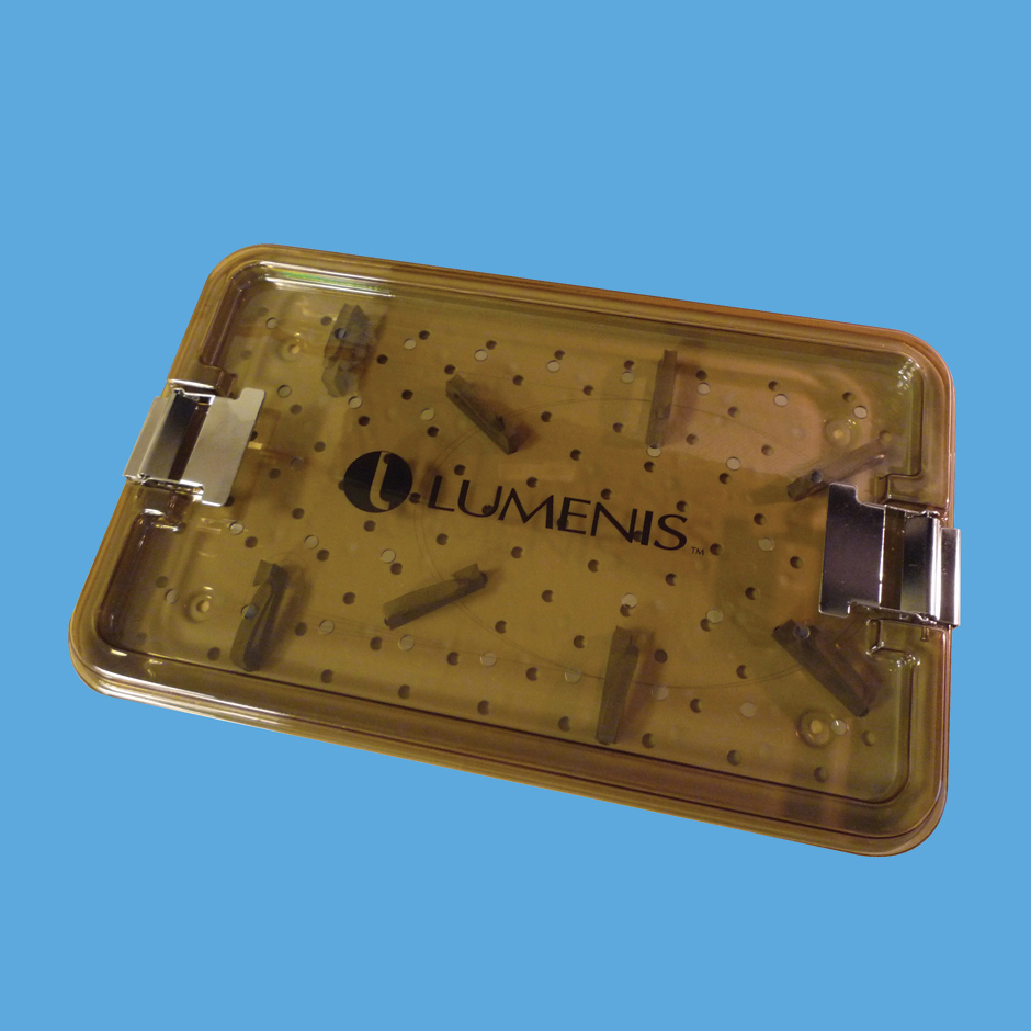 <b>Sterilization Tray -</b> designed to protect reusable fibers during sterilization and storage.
