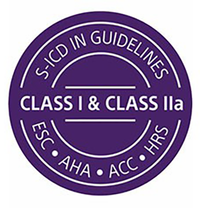 Purple seal noting ESC, AHA, ACC and HRS guidelines.