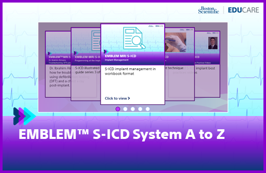 Series of training modules titled EMBLEM S-ICD system A to Z.
