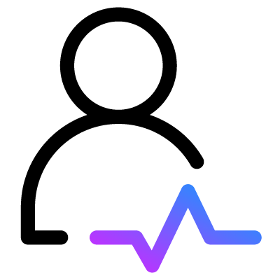 Outlined human silhouette with a steady heartbeat, illustrating support for natural healing and biologic integration. 