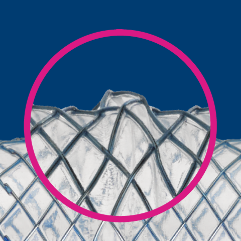 WallFlex Biliary PLUS Metal Stent zoomed in on the anti-migration bump.