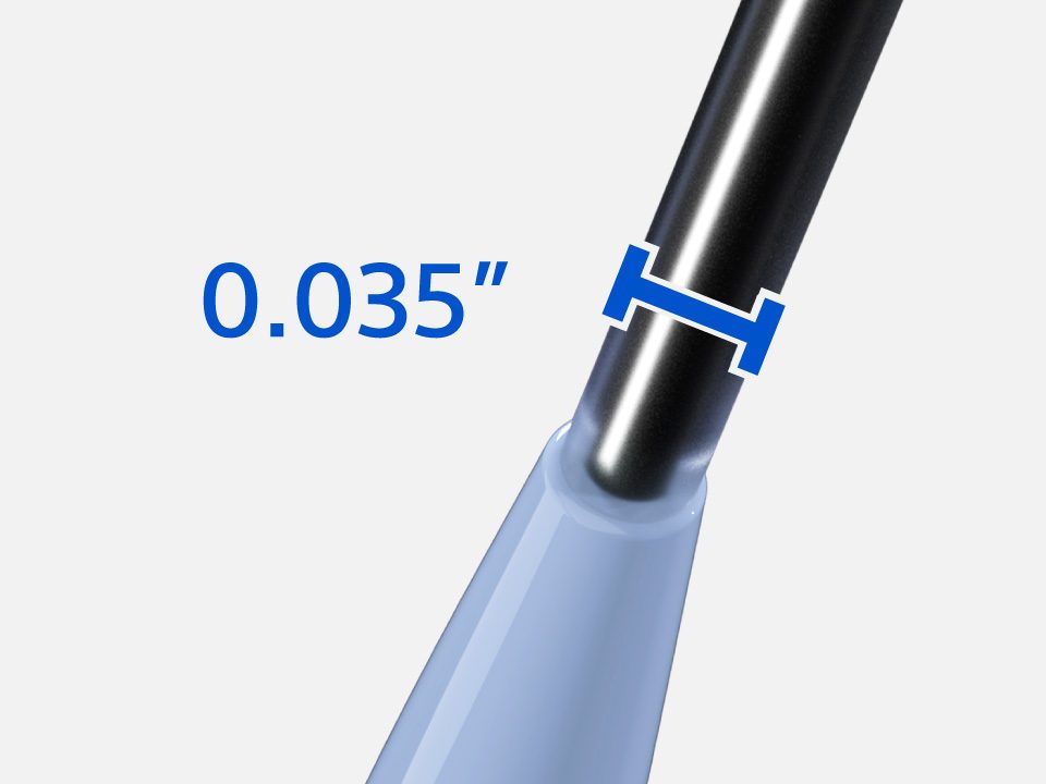 0.035-inch stainless steel rail to facilitate sheath exchange with ease.