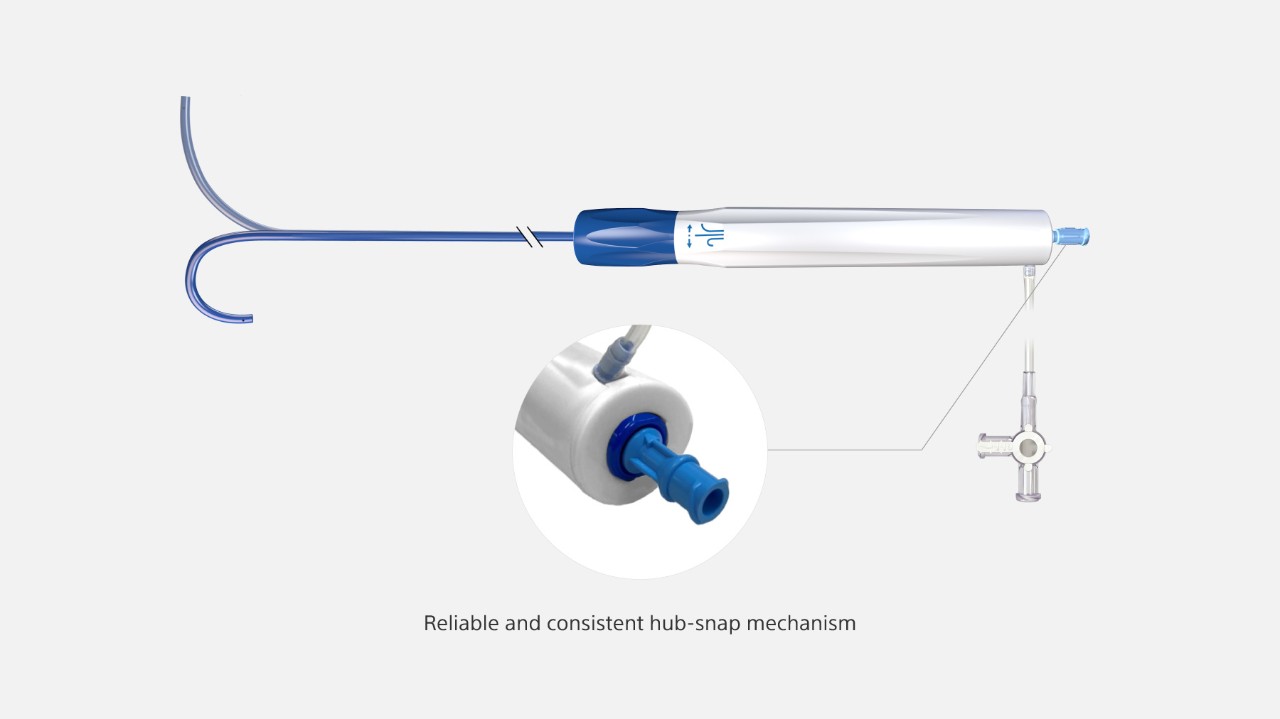 SureFlex hub-snap mechanism with valve, stopcock, and sideport.