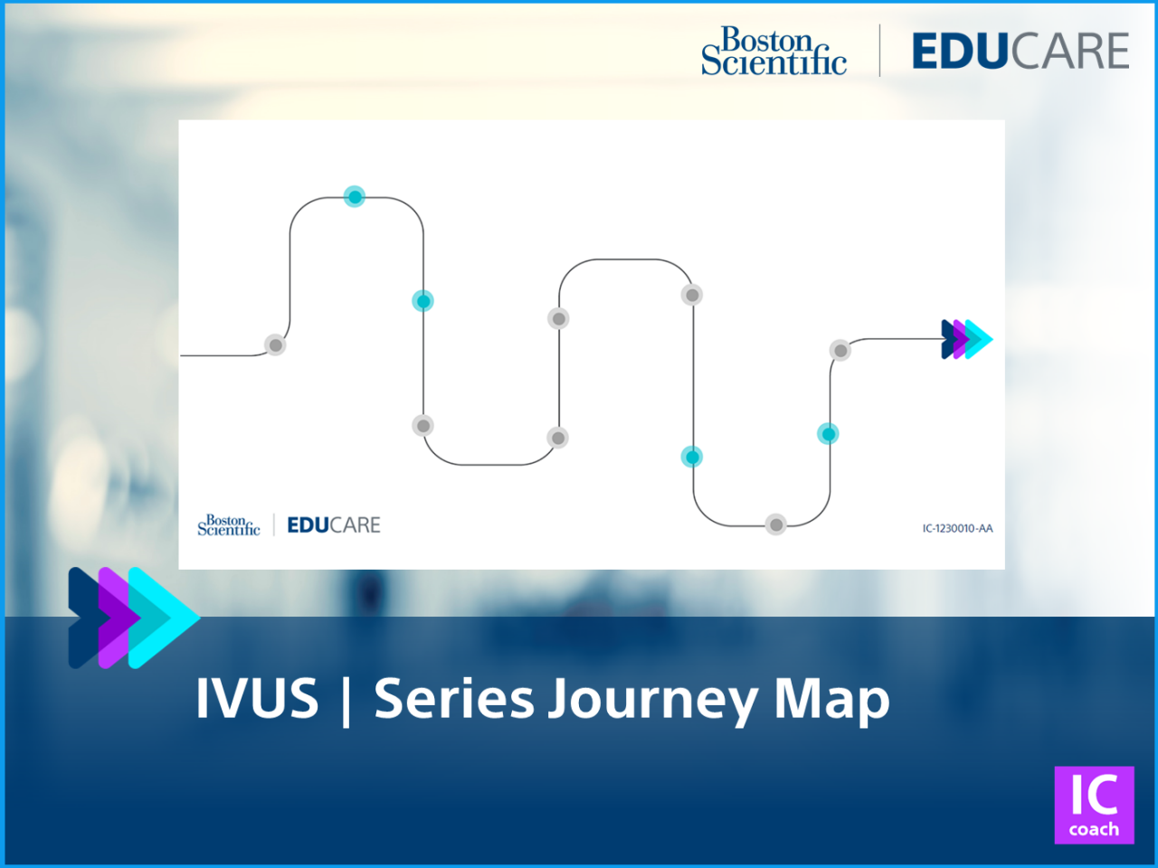 IVUS Series journey map on EDUCARE allows users to participate in learning exercises and case studies at their own pace.
