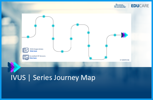 IVUS Series journey map on EDUCARE allows users to participate in learning exercises and case studies at their own pace.
