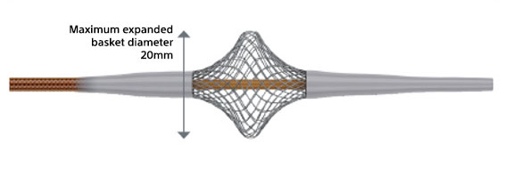SmartClaw™ maximum expanded basket diameter of 20mm.