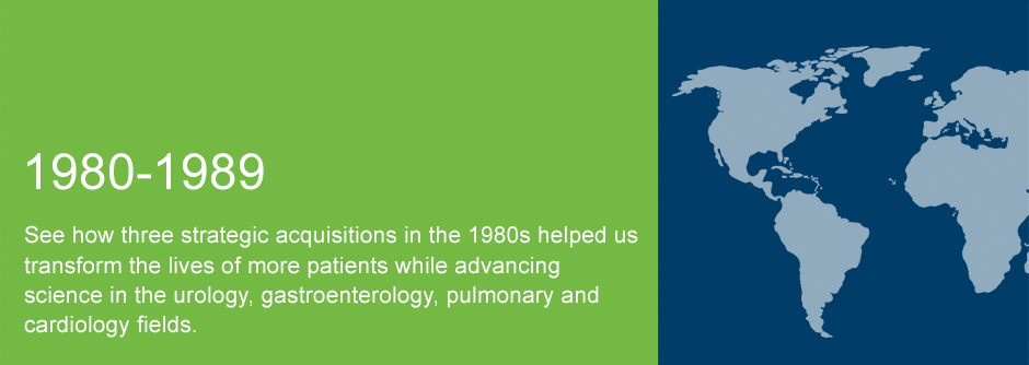 See how three strategic acquisitions in the 1980s helped us transform the lives of more patients while advancing science in the urology, gastroenterology, pulmonary and cardiology fields.