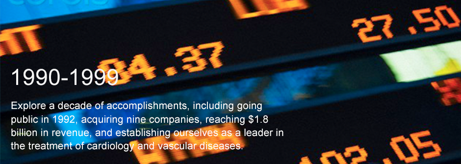 Explore a decade of accomplishments, including going public in 1992, acquiring nine companies, reaching $1.8 billion in revenue, and establishing ourselves as a leader in the treatment of cardiology and vascular diseases.