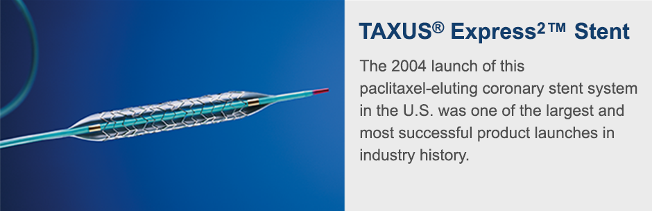 The 2004 launch of this paclitaxel-eluting coronary stent system in the U.S. was one of the largest and most successful product launches in industry history.