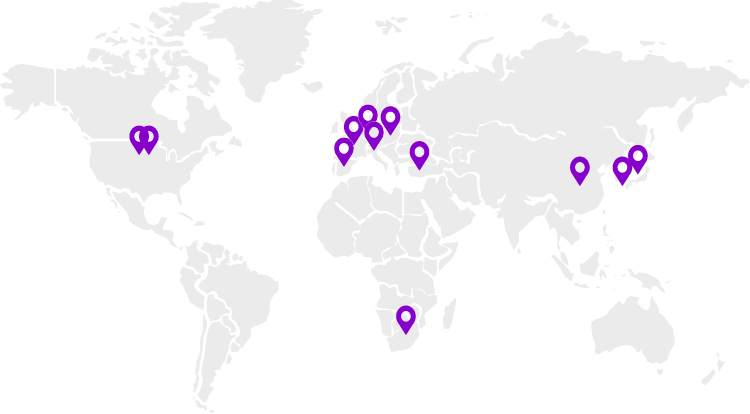 World map with symbols marking locations of EDUCARE in-person medical training and education courses.