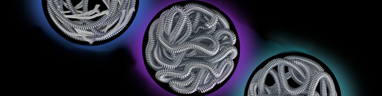 Embold coils wrapped in circles with blue, purple and green glow around each coil.