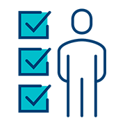 Person and checklist blue icon