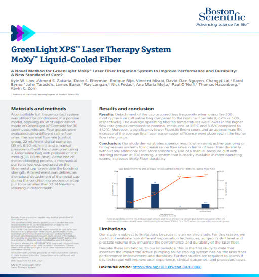 Clinical Summary GreenLight MoXy Pressure Bag