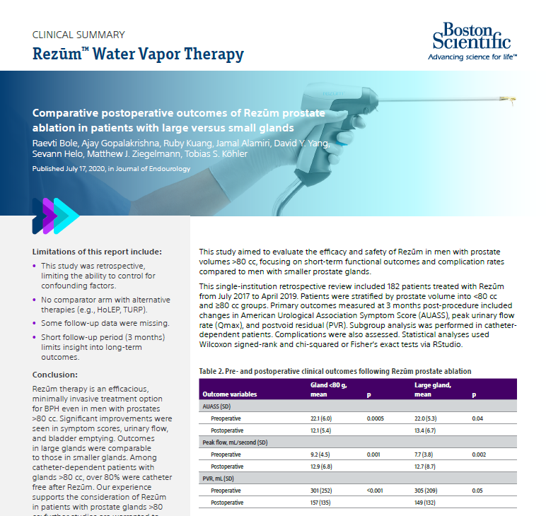 rezum clinical summary bole large gland