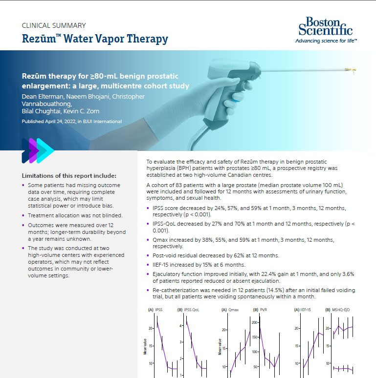 rezum clinical summary elterman large gland