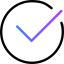 Checkmark icon in a circle.