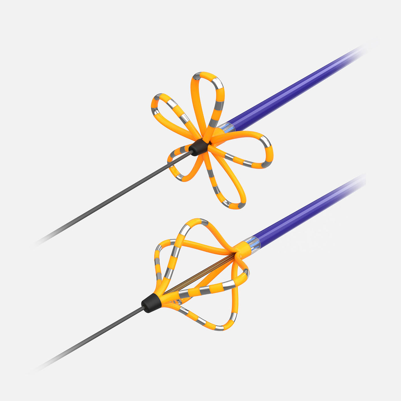 FARAWAVE PFA Catheter shown in basket and flower forms on a white background.