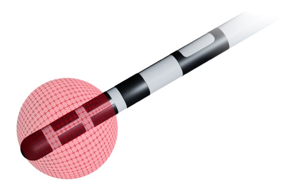 Visualization of Vercise Genus DBS System directional lead in Ring Mode.