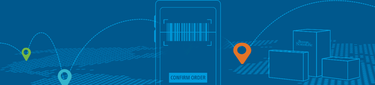 Illustration of location movement behind and through barcode on mobile device