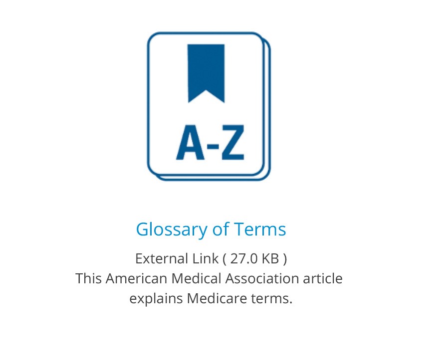 icon for glossary with link to AMA medicare terms