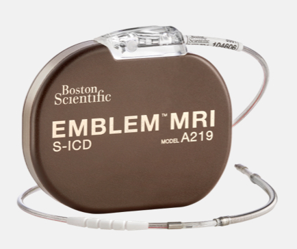 A close-up of the Emblem™  MRI S-ICD device.